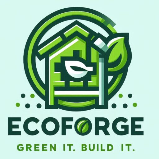 House image with tree and leaf symbolize green eco construction logo